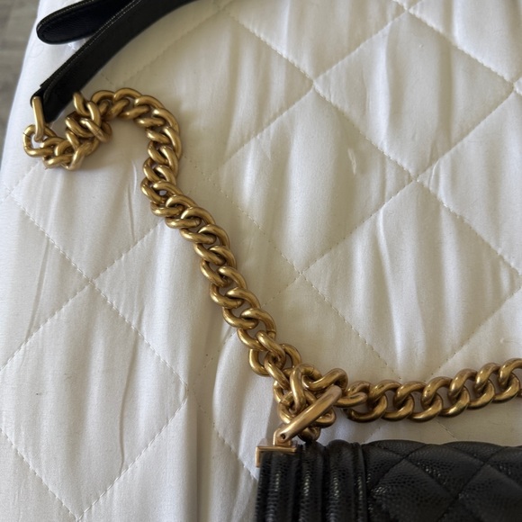 Black Quilted Leather Bag with Gold Chain - Picture 14 of 14